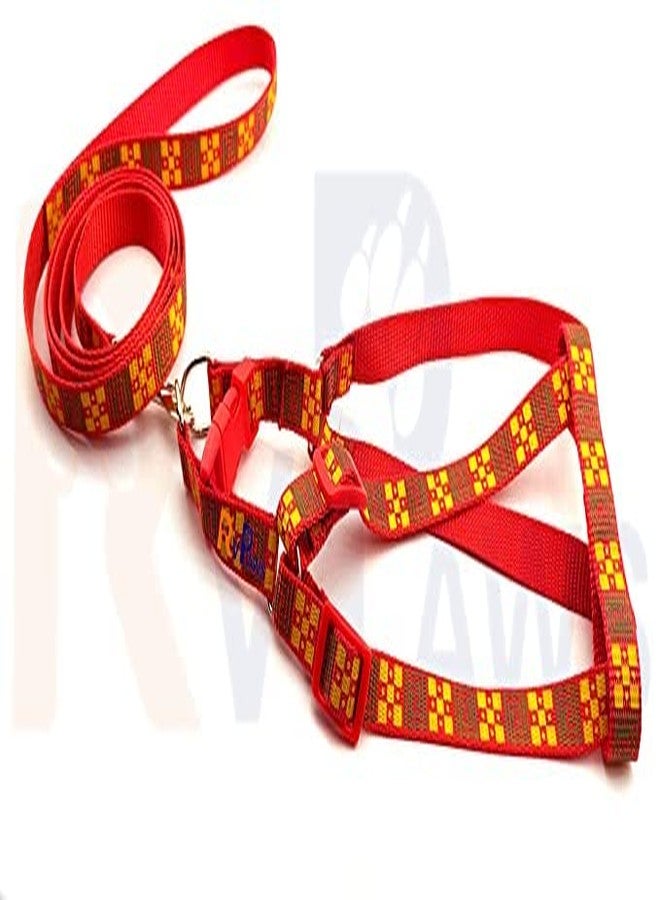 Pups&Pets طقم سرج ومقود قابل للتعديل من النايلون الناعم المطبوع من Pups&Pets، مناسب للجراء والقطط والقطط الصغيرة - (15 مم، أحمر) صغير - Image 2